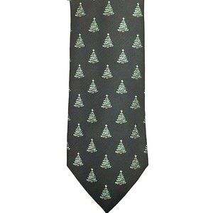 Noel Holiday Collection Men's Christmas Trees Tie Black Green